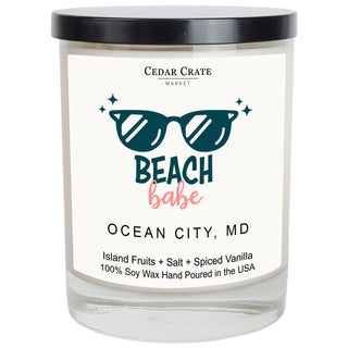 Beach Babe Name Drop White Candle