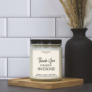 Thank You for Being Awesome White Jar Candle