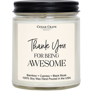 Thank You for Being Awesome White Jar Candle