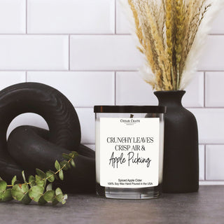 Crunchy Leaves, Crisp Air & Apple Picking White Candle